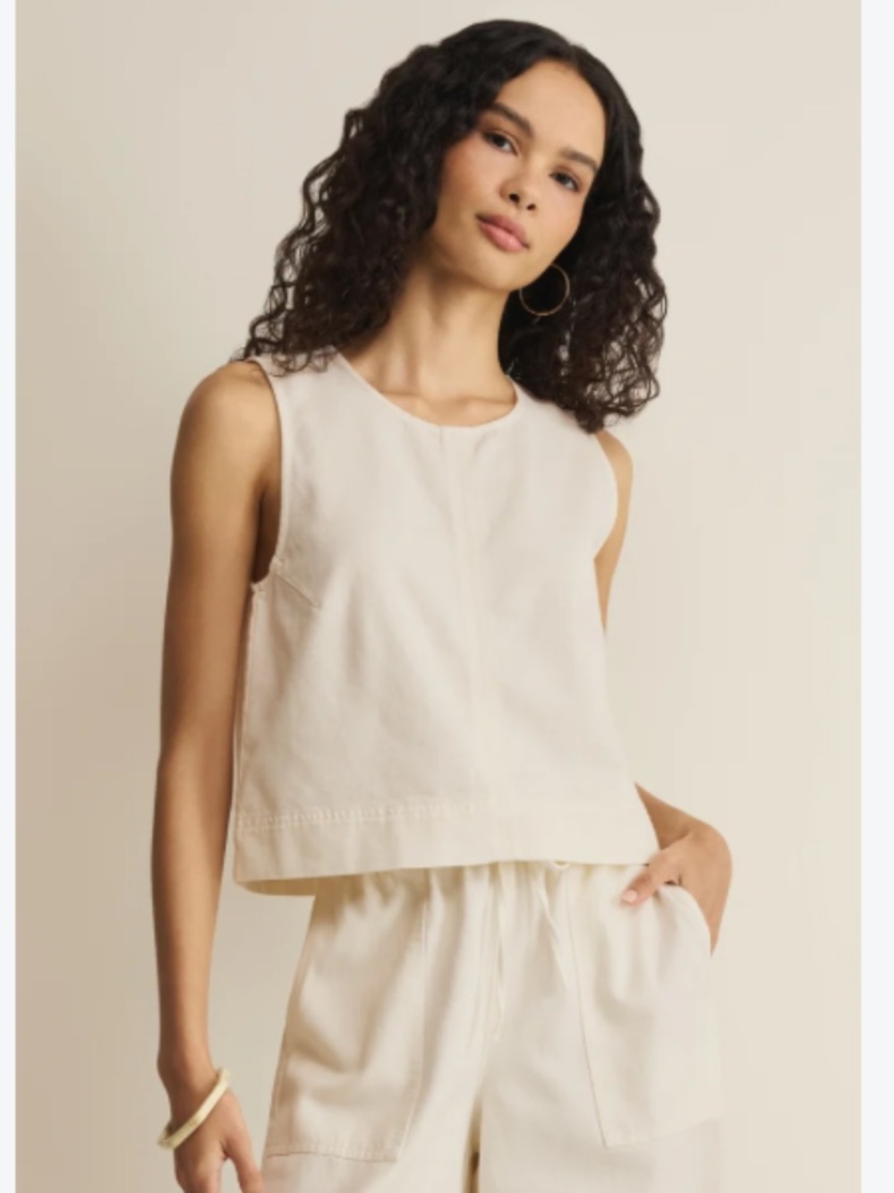 Forever 21 Cream Sleeveless Boxy Tank